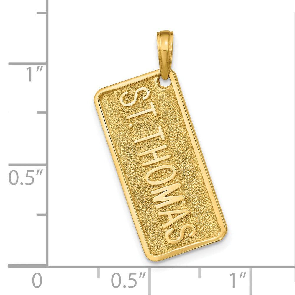 Lovely Rita's Pendants & Charms 14k Yellow Gold Solid Texture Finish Raised Lettering ST. THOMAS License Plate Charm  Pendant