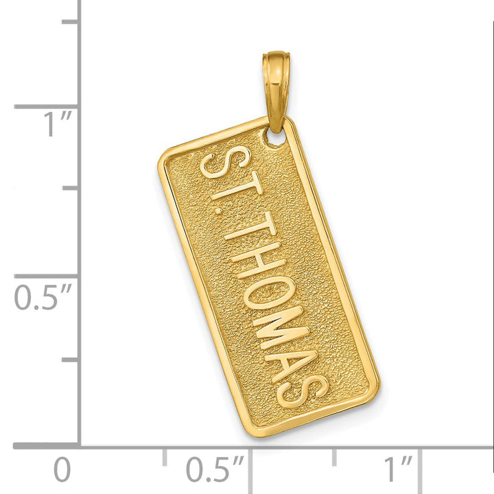 Lovely Rita's Pendants & Charms 14k Yellow Gold Solid Texture Finish Raised Lettering ST. THOMAS License Plate Charm  Pendant