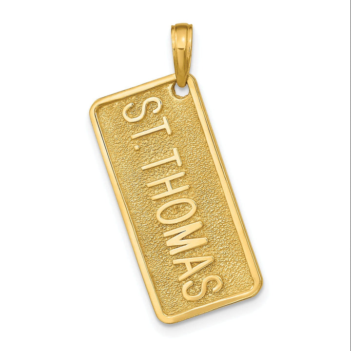 Lovely Rita's Pendants & Charms 14k Yellow Gold Solid Texture Finish Raised Lettering ST. THOMAS License Plate Charm  Pendant