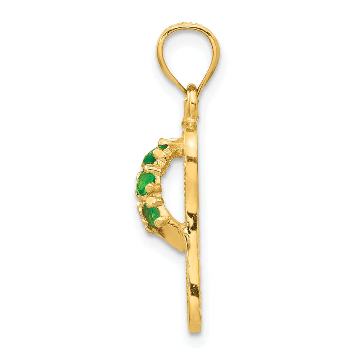 Lovely Rita's Pendants & Charms 14k Yellow Gold Solid Texture Polish Finish 3-Dimensional May Cubic Zirconia Birthstone Flip Flop Sandle Charm Pendant