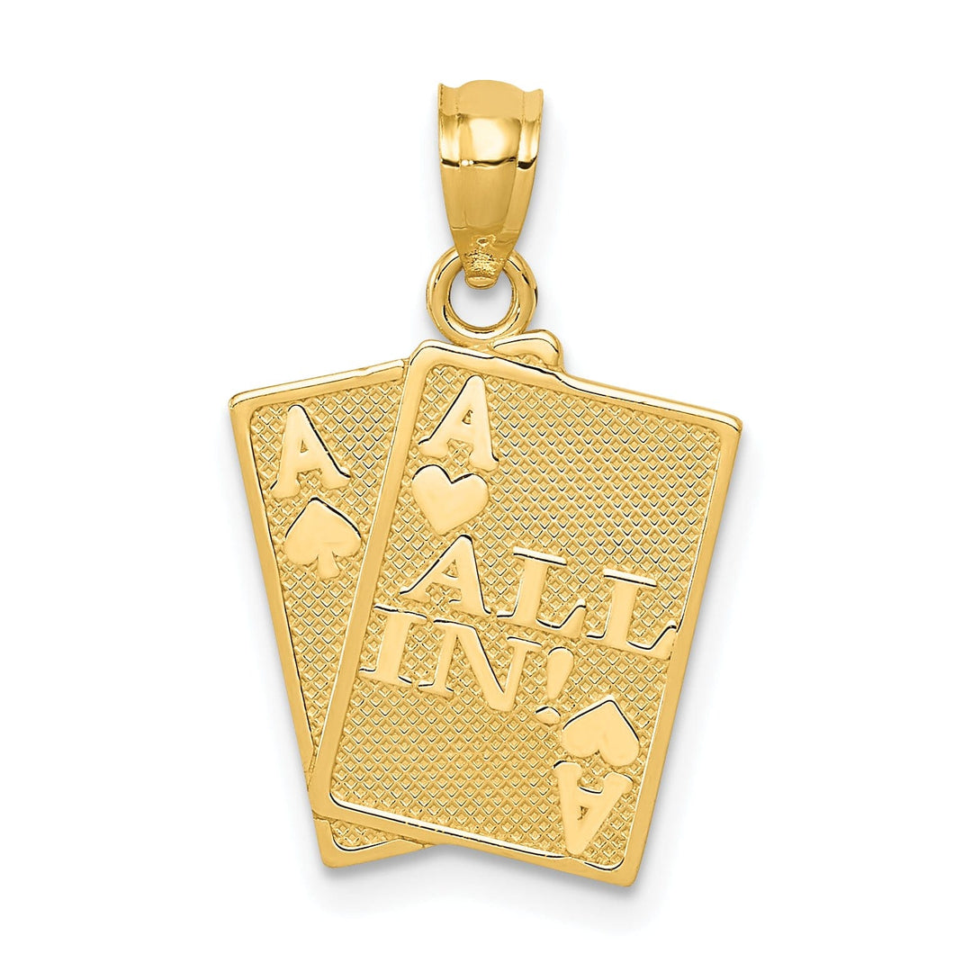 Lovely Rita's Pendants & Charms 14k Yellow Gold Solid Texture Polished Finish Ace of Hearts and Ace of Spades ALL IN! Cards Charm Pendant