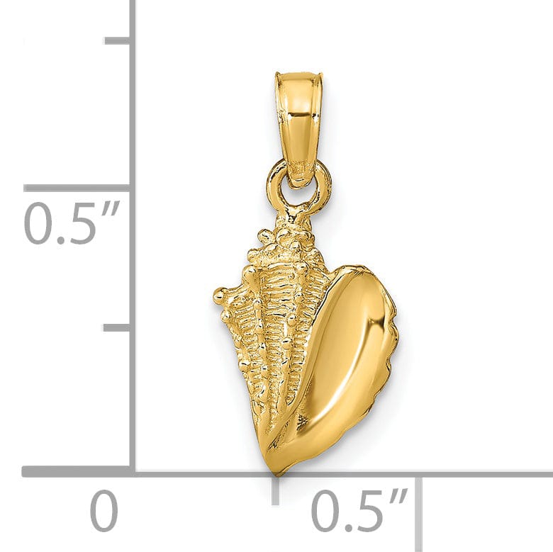 Lovely Rita's Pendants & Charms 14k Yellow Gold Solid Texture Polished Finish Conch Shell Charm Pendant