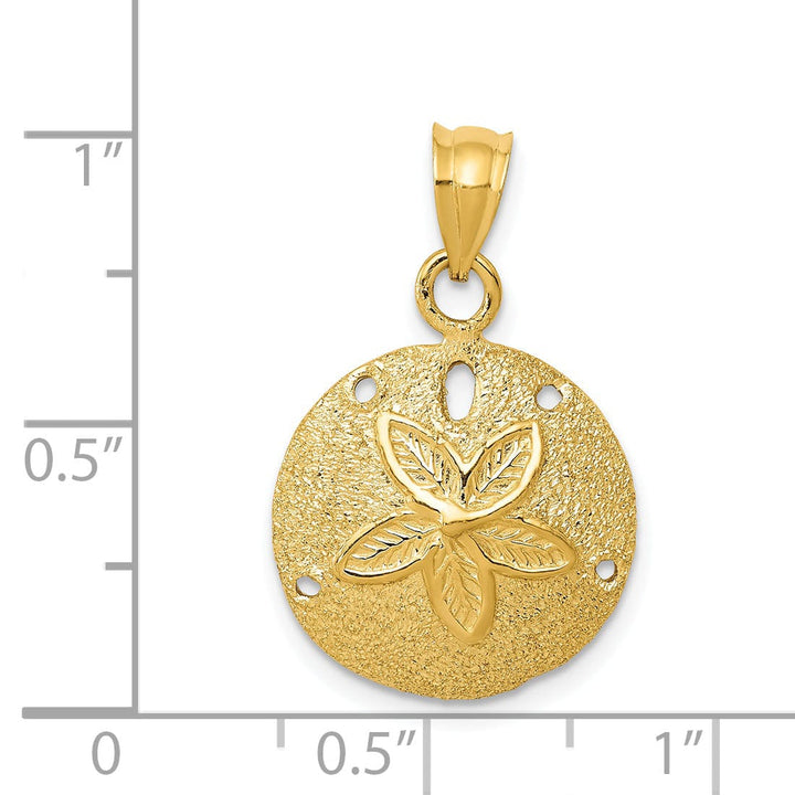 Lovely Rita's Pendants & Charms 14k Yellow Gold Solid Texture Polished Finish Laser Cut Sea Sand Dollar Charm Pendant