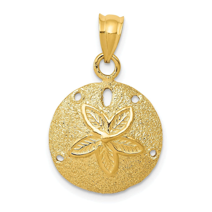 Lovely Rita's Pendants & Charms 14k Yellow Gold Solid Texture Polished Finish Laser Cut Sea Sand Dollar Charm Pendant