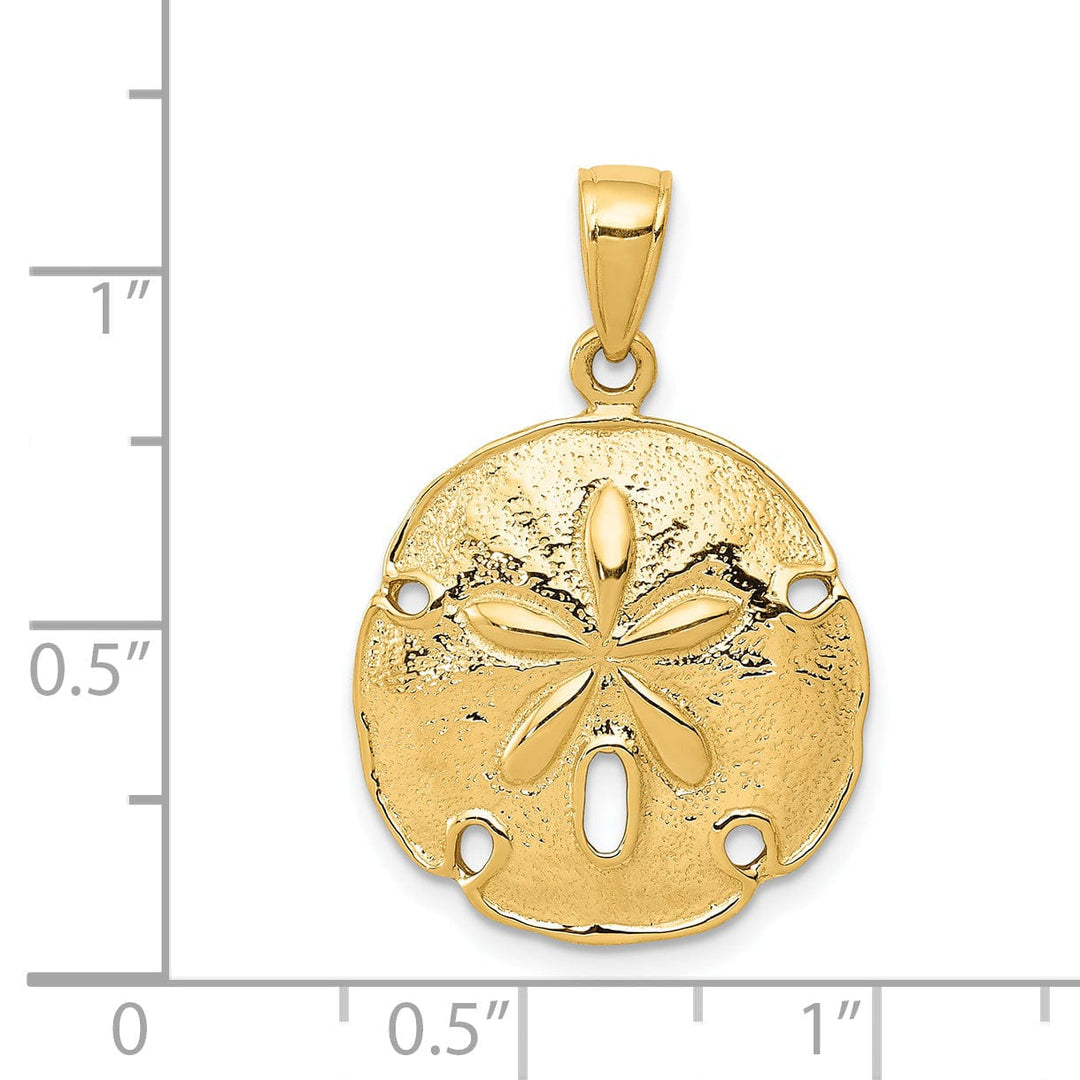 Lovely Rita's Pendants & Charms 14k Yellow Gold Solid Texture Polished Finish Men's Sand Dollar Charm Pendant