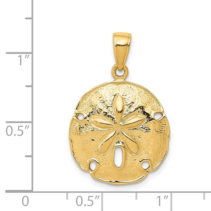 Lovely Rita's Pendants & Charms 14k Yellow Gold Solid Texture Polished Finish Men's Sand Dollar Charm Pendant