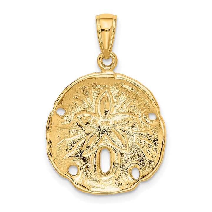 Lovely Rita's Pendants & Charms 14k Yellow Gold Solid Texture Polished Finish Men's Sand Dollar Charm Pendant