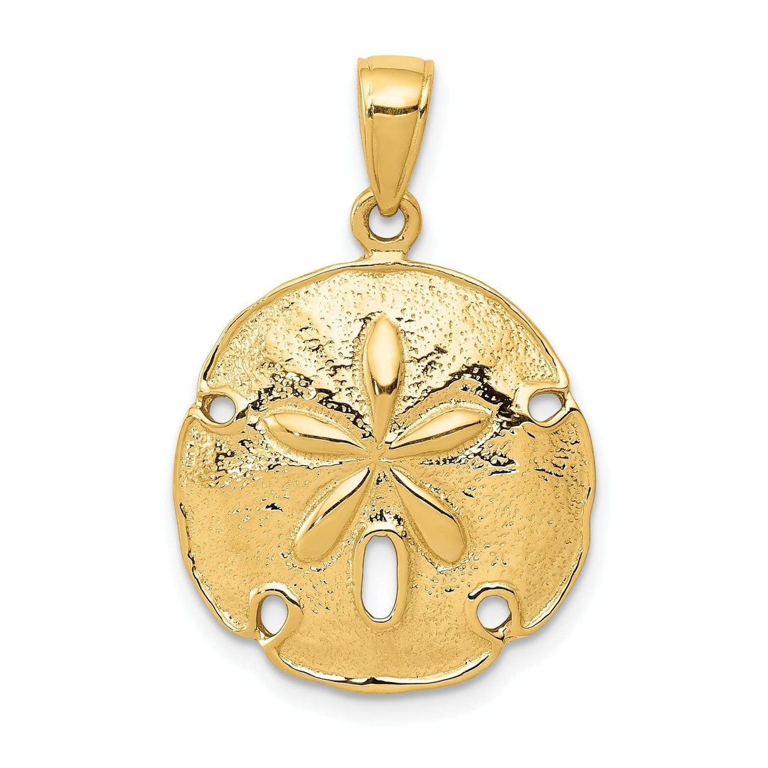 Lovely Rita's Pendants & Charms 14k Yellow Gold Solid Texture Polished Finish Men's Sand Dollar Charm Pendant