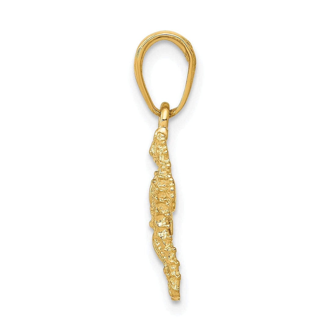 Lovely Rita's Pendants & Charms 14K Yellow Gold Solid Texture Polished Finish Men's Seahorse and Starfish Charm Pendant