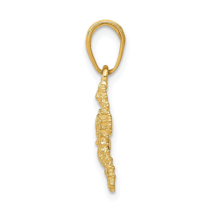 Lovely Rita's Pendants & Charms 14K Yellow Gold Solid Texture Polished Finish Men's Seahorse and Starfish Charm Pendant