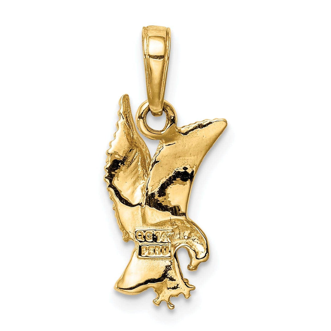 Lovely Rita's Pendants & Charms 14k Yellow Gold Solid Texture Polished Finish Mens Eagle Pendant
