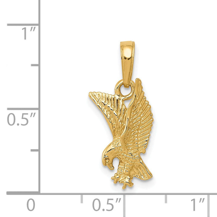 Lovely Rita's Pendants & Charms 14k Yellow Gold Solid Texture Polished Finish Mens Eagle Pendant