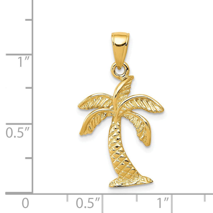 Lovely Rita's Pendants & Charms 14k Yellow Gold Solid Texture Polished Finish Mens Palm Tree Charm Pendant