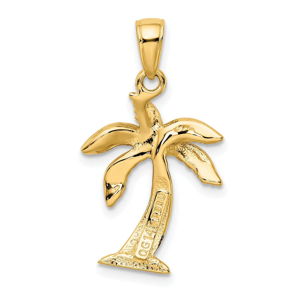 Lovely Rita's Pendants & Charms 14k Yellow Gold Solid Texture Polished Finish Mens Palm Tree Charm Pendant