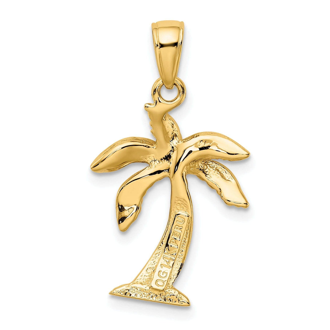 Lovely Rita's Pendants & Charms 14k Yellow Gold Solid Texture Polished Finish Mens Palm Tree Charm Pendant