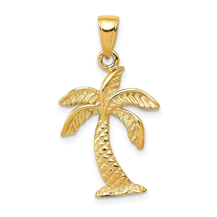Lovely Rita's Pendants & Charms 14k Yellow Gold Solid Texture Polished Finish Mens Palm Tree Charm Pendant