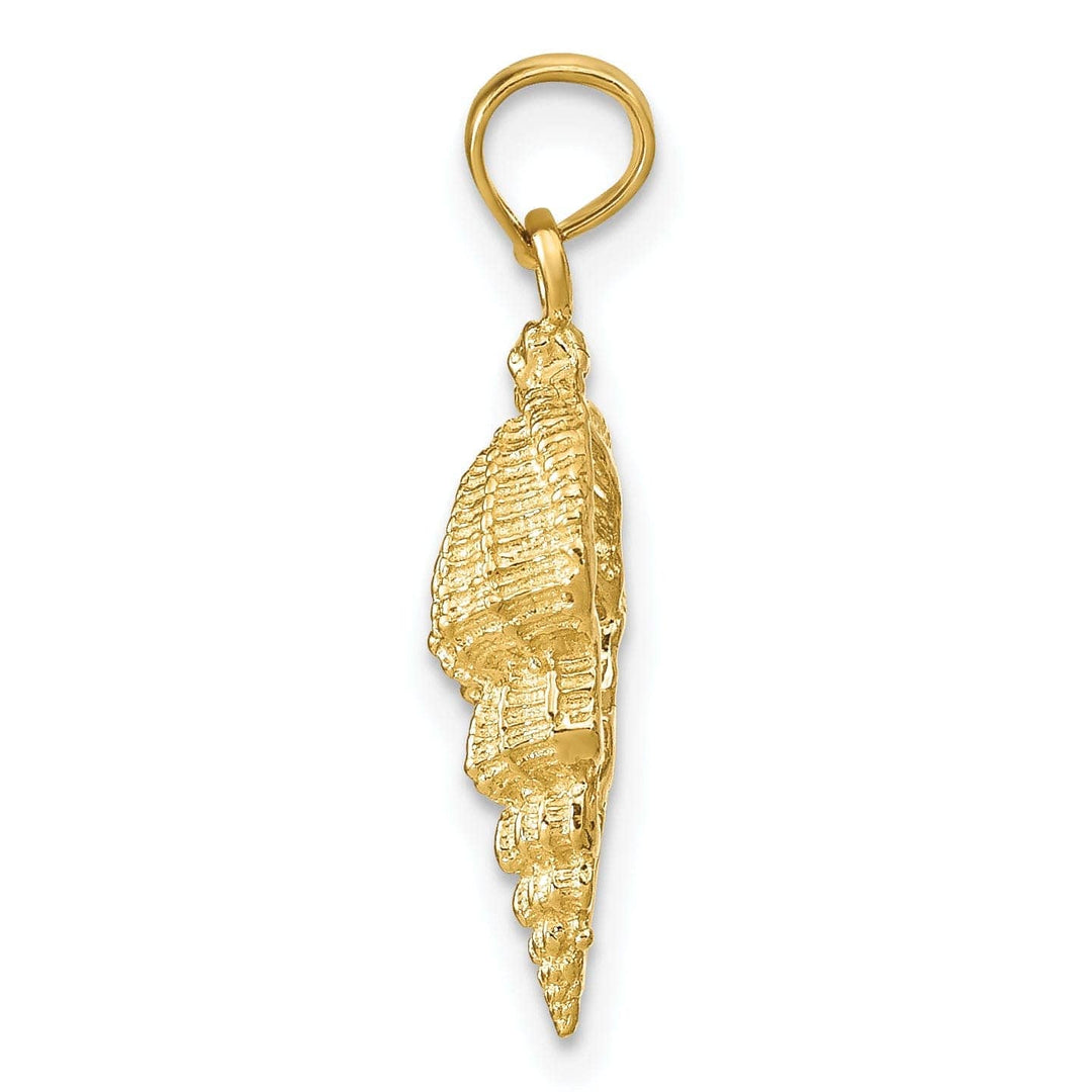 Lovely Rita's Pendants & Charms 14k Yellow Gold Solid Texture Polished Finish Open Back Men's Conch Shell Charm Pendant