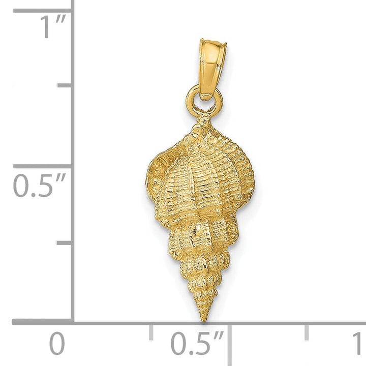 Lovely Rita's Pendants & Charms 14k Yellow Gold Solid Texture Polished Finish Open Back Men's Conch Shell Charm Pendant