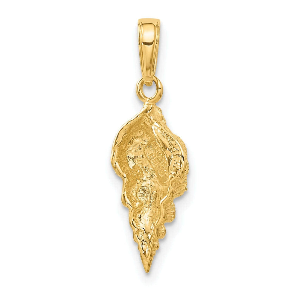 Lovely Rita's Pendants & Charms 14k Yellow Gold Solid Texture Polished Finish Open Back Men's Conch Shell Charm Pendant