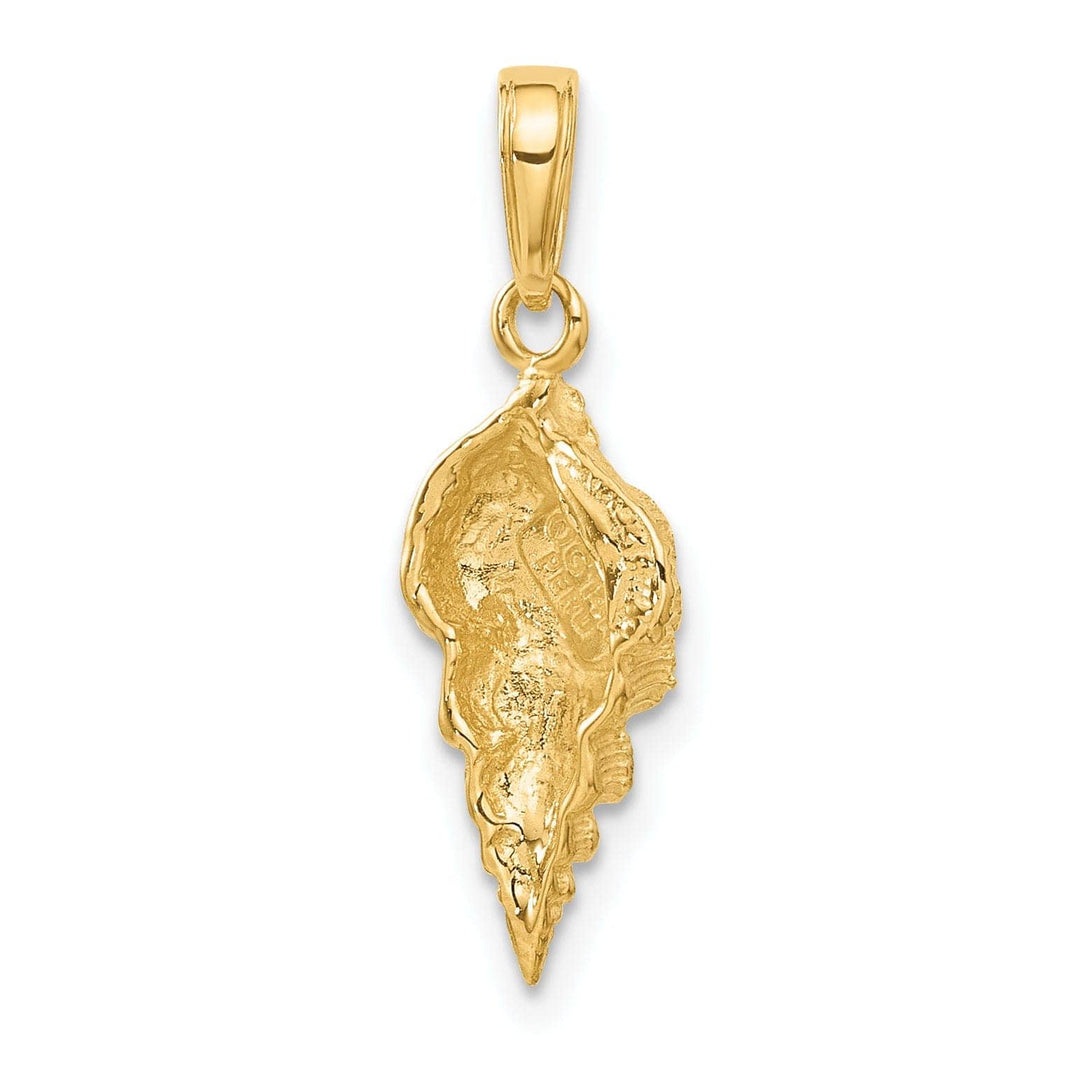 Lovely Rita's Pendants & Charms 14k Yellow Gold Solid Texture Polished Finish Open Back Men's Conch Shell Charm Pendant