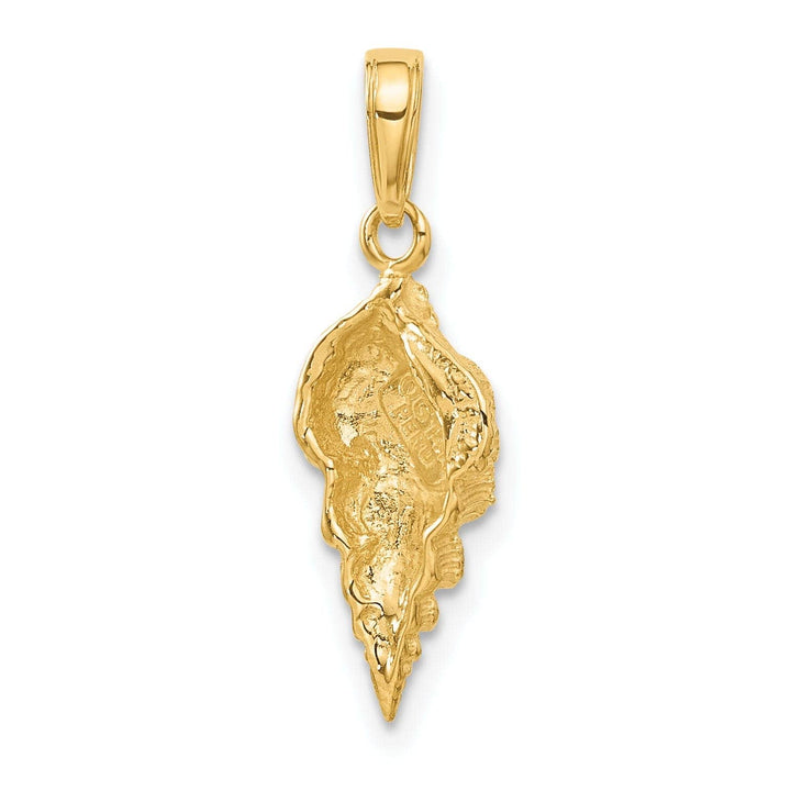 Lovely Rita's Pendants & Charms 14k Yellow Gold Solid Texture Polished Finish Open Back Men's Conch Shell Charm Pendant