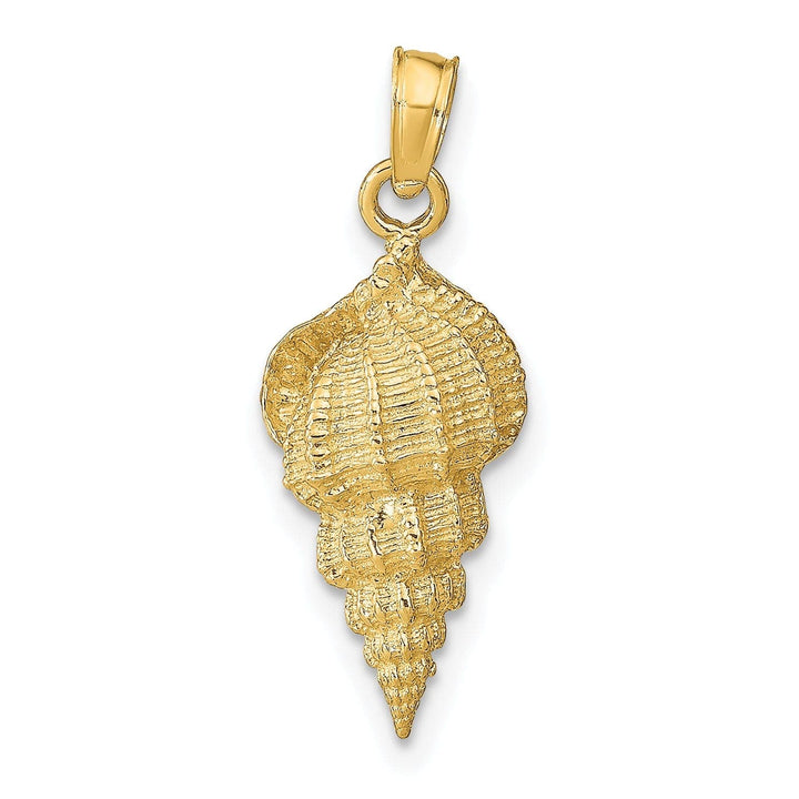 Lovely Rita's Pendants & Charms 14k Yellow Gold Solid Texture Polished Finish Open Back Men's Conch Shell Charm Pendant