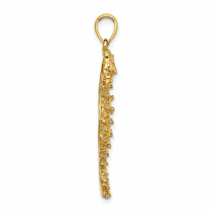 Lovely Rita's Pendants & Charms 14K Yellow Gold Solid Texture Polished Finish Opend Back Seahorse Charm Pendant