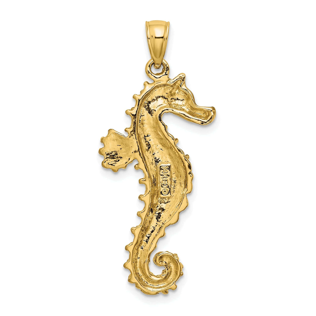Lovely Rita's Pendants & Charms 14K Yellow Gold Solid Texture Polished Finish Opend Back Seahorse Charm Pendant