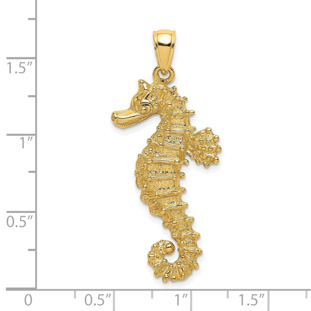 Lovely Rita's Pendants & Charms 14K Yellow Gold Solid Texture Polished Finish Opend Back Seahorse Charm Pendant