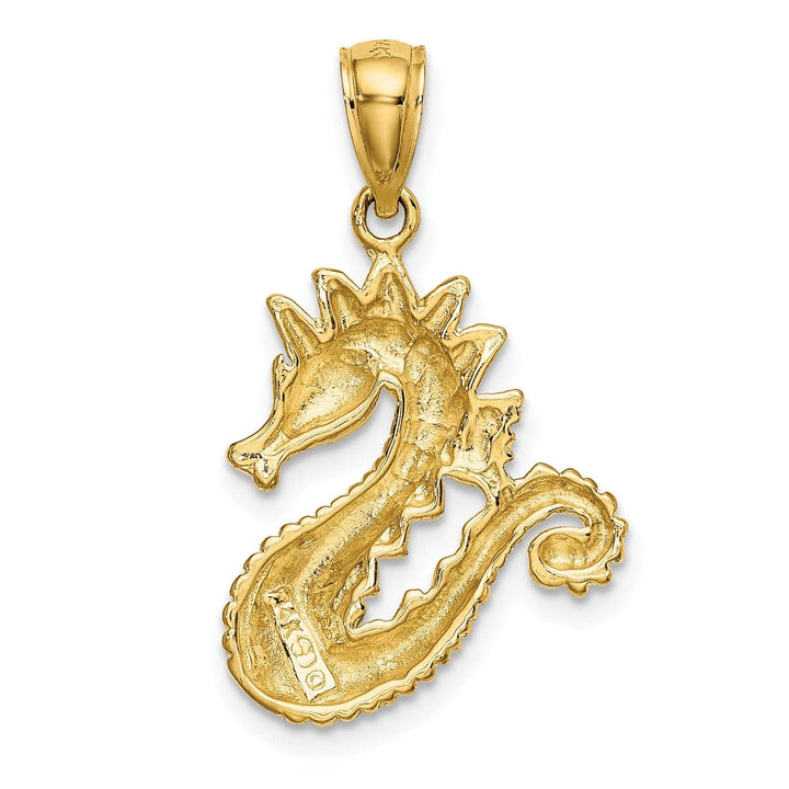 Lovely Rita's Pendants & Charms 14K Yellow Gold Solid Texture Polished Finish Opend Back Size Seahorse Charm Pendant