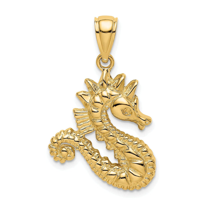 Lovely Rita's Pendants & Charms 14K Yellow Gold Solid Texture Polished Finish Opend Back Size Seahorse Charm Pendant