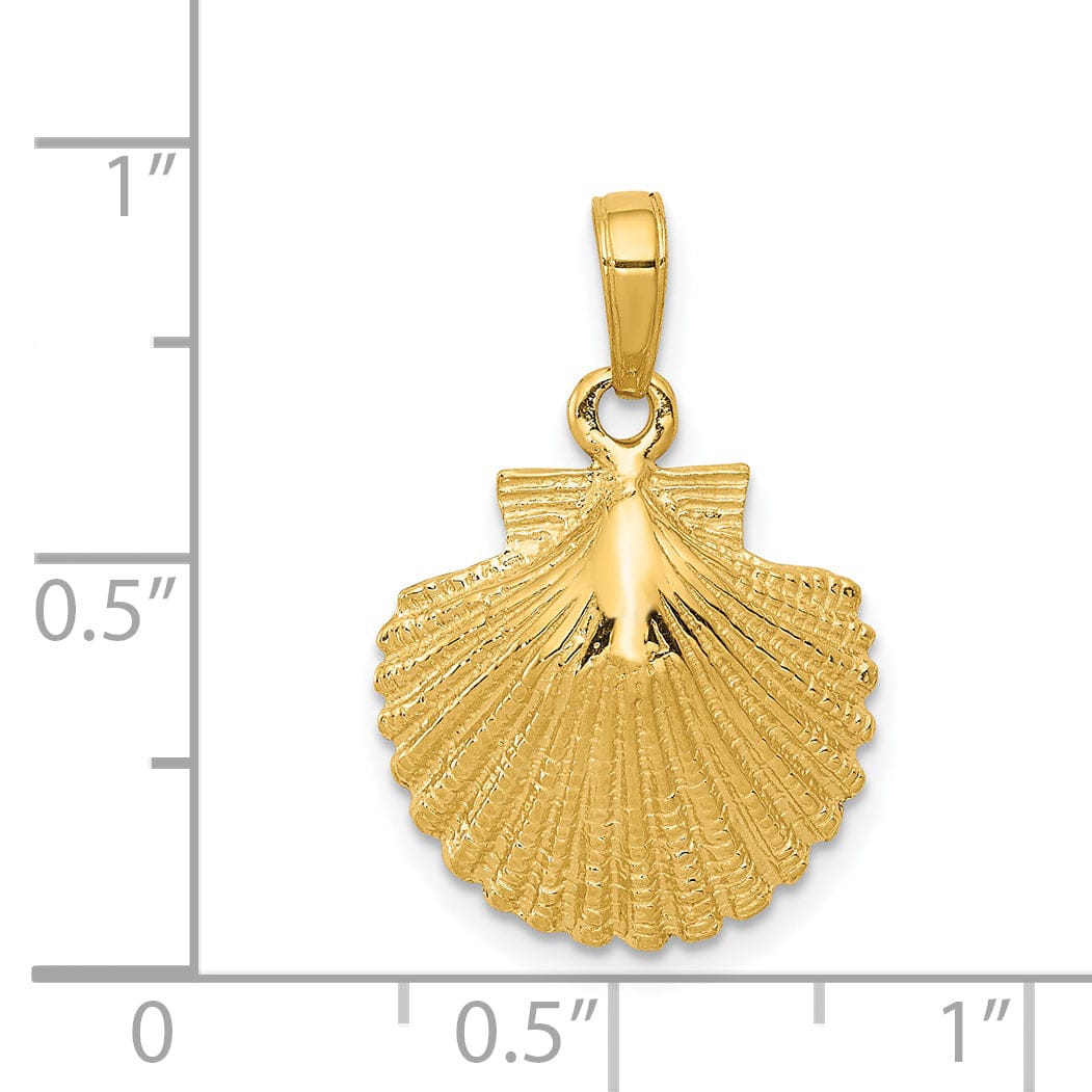 Lovely Rita's Pendants & Charms 14k Yellow Gold Solid Texture Polished Finish Scallop Sea Shell Charm Pendant