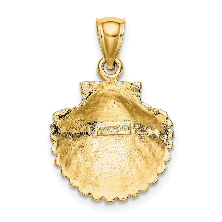 Lovely Rita's Pendants & Charms 14k Yellow Gold Solid Texture Polished Finish Scallop Sea Shell Charm Pendant