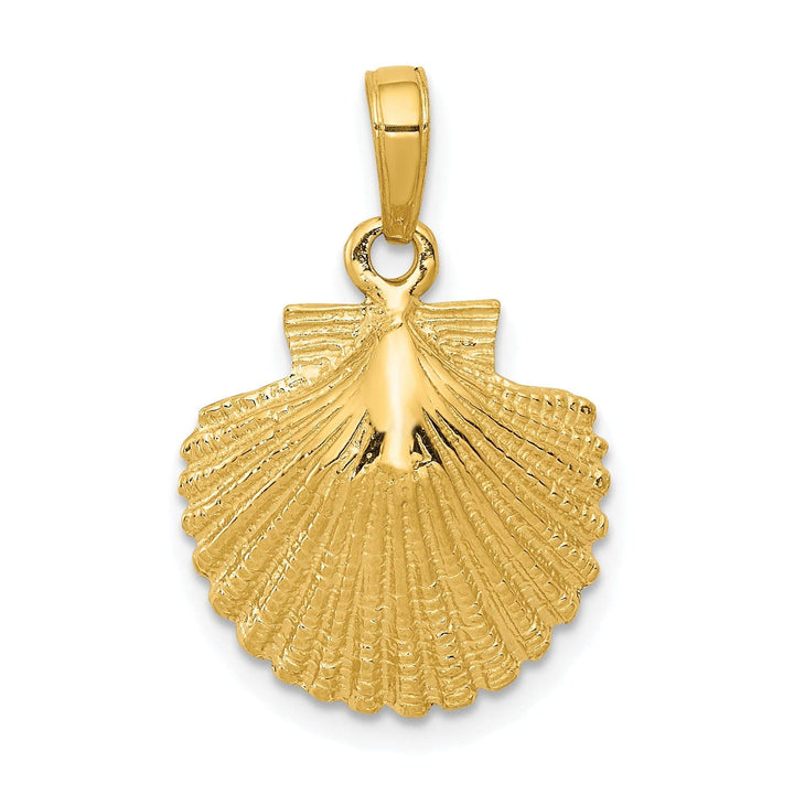 Lovely Rita's Pendants & Charms 14k Yellow Gold Solid Texture Polished Finish Scallop Sea Shell Charm Pendant