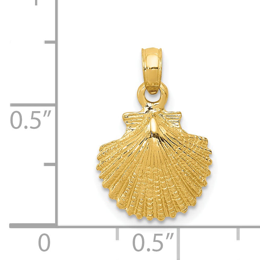 Lovely Rita's Pendants & Charms 14K Yellow Gold Solid Texture Polished Finish Sea Scallop Shell Charm Pendant