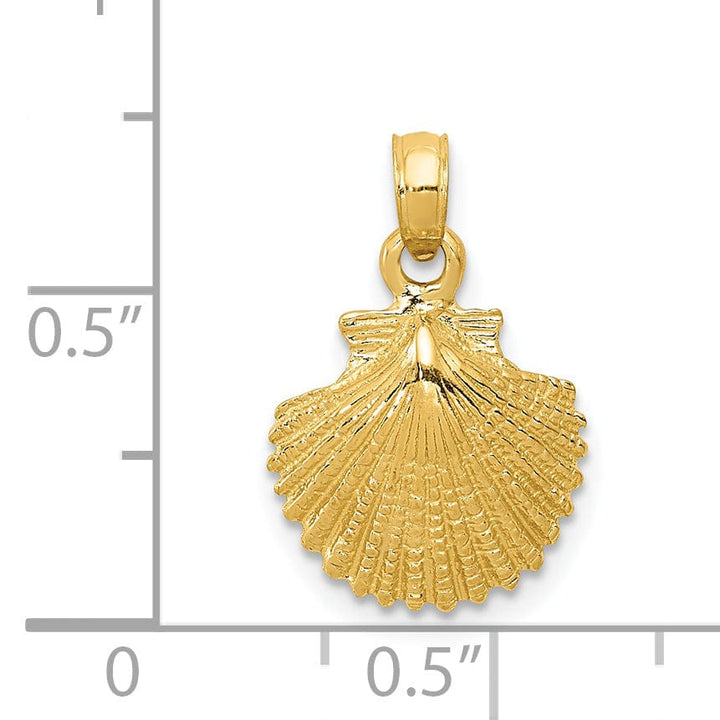 Lovely Rita's Pendants & Charms 14K Yellow Gold Solid Texture Polished Finish Sea Scallop Shell Charm Pendant