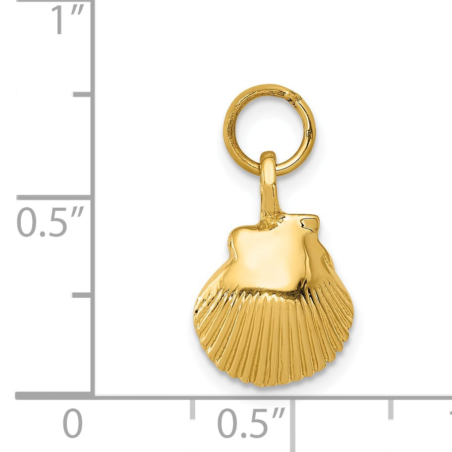 Lovely Rita's Pendants & Charms 14k Yellow Gold Solid Texture Polished Finish Sea shell Charm Pendant