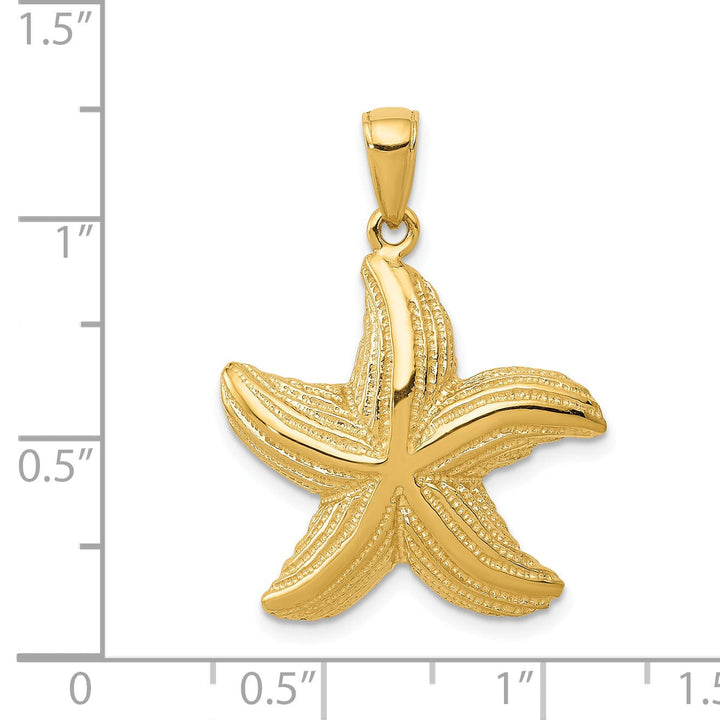Lovely Rita's Pendants & Charms 14K Yellow Gold Solid Texture Polished Finish Starfish Charm Pendant