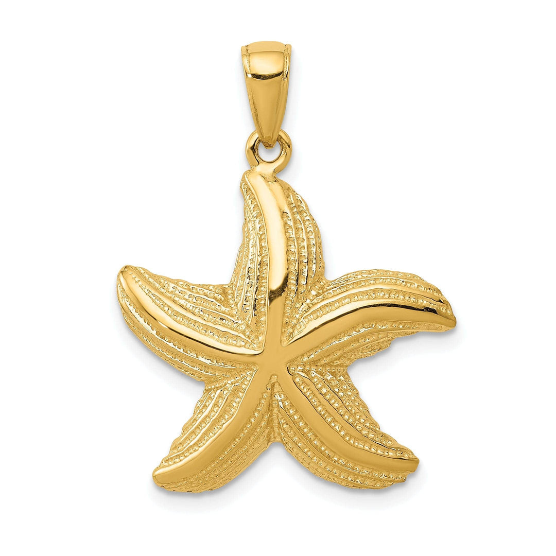 Lovely Rita's Pendants & Charms 14K Yellow Gold Solid Texture Polished Finish Starfish Charm Pendant