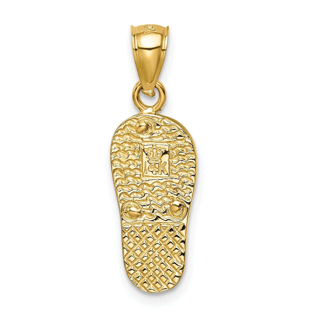 Lovely Rita's Pendants & Charms 14k Yellow Gold Solid Texture Polished Finish with Created White Opal 3-Dimensional Flip Flop Sandle Charm Pendant