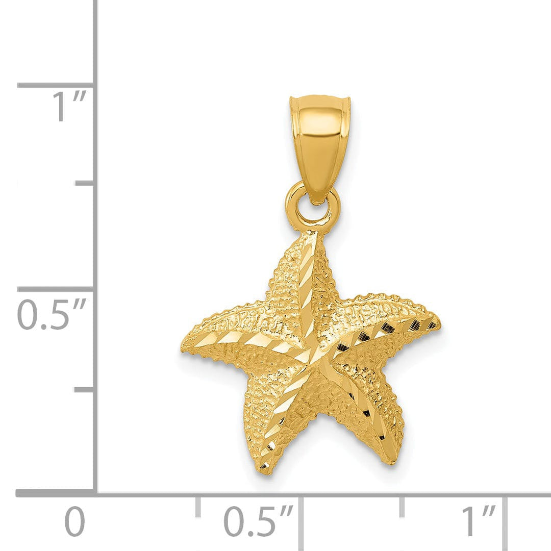 Lovely Rita's Pendants & Charms 14K Yellow Gold Solid Texture Polished Finished Starfish Charm Pendant
