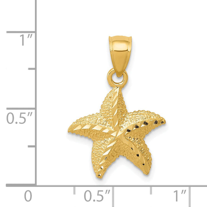 Lovely Rita's Pendants & Charms 14K Yellow Gold Solid Texture Polished Finished Starfish Charm Pendant
