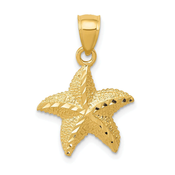 Lovely Rita's Pendants & Charms 14K Yellow Gold Solid Texture Polished Finished Starfish Charm Pendant