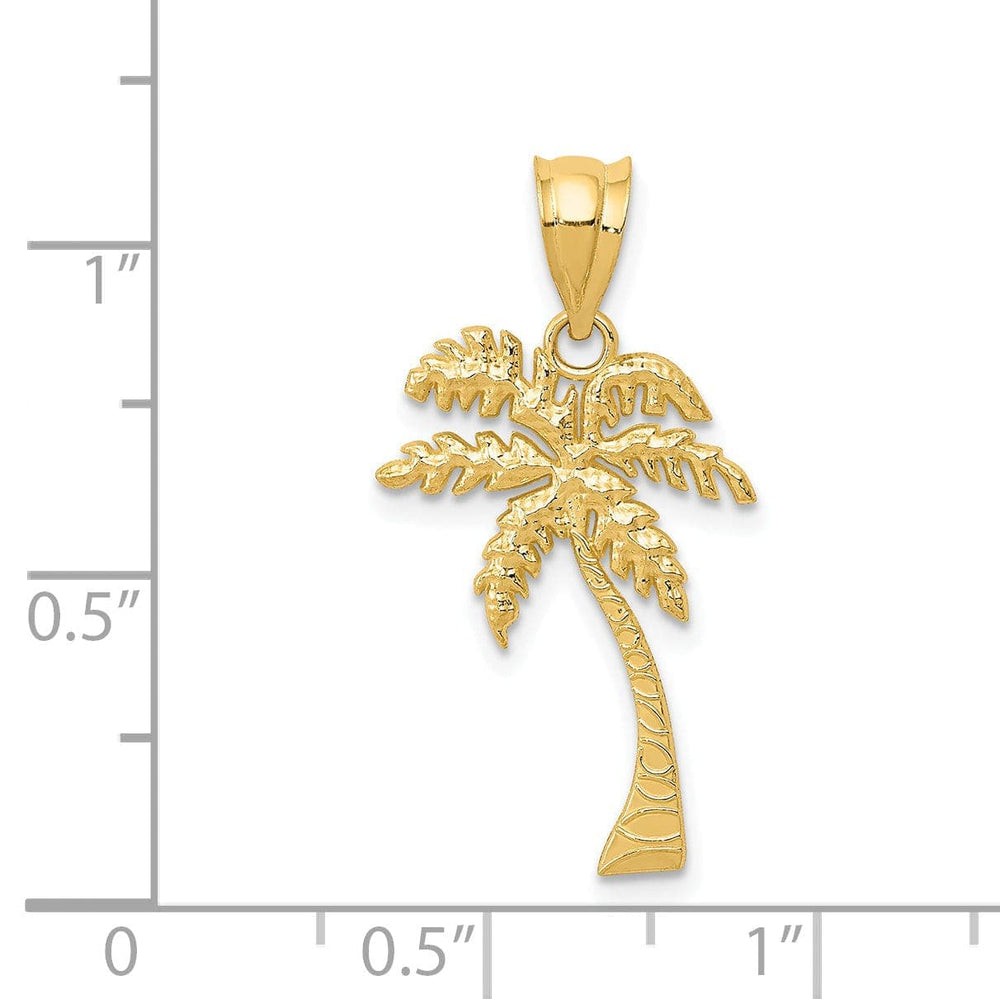 Lovely Rita's Pendants & Charms 14k Yellow Gold Solid Texture Polished Palm Tree Charm Pendant