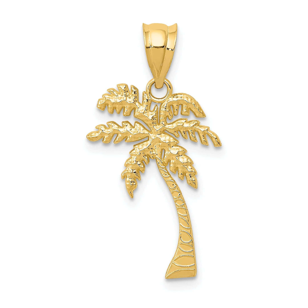 Lovely Rita's Pendants & Charms 14k Yellow Gold Solid Texture Polished Palm Tree Charm Pendant