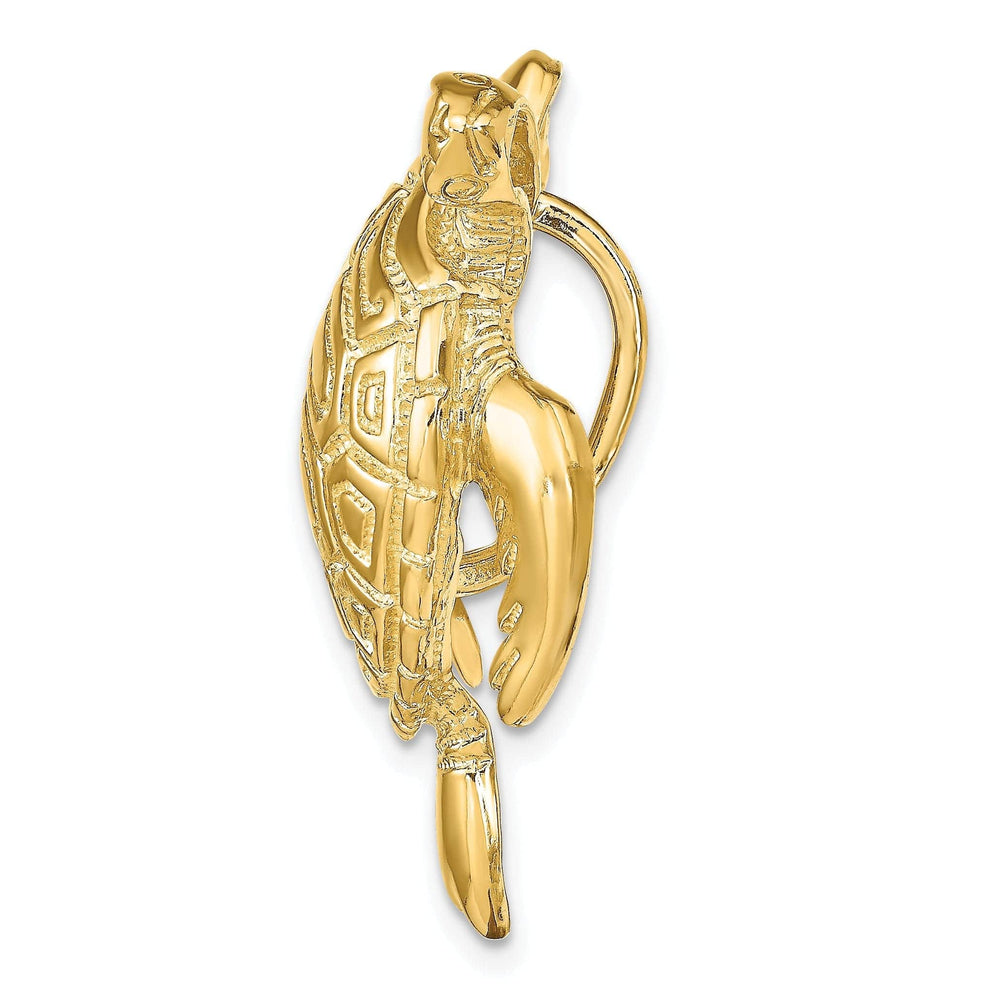 Lovely Rita's Pendants & Charms 14k Yellow Gold Solid Textured and Polished Finish Turtle Slide. Fits up to 8mm Omega or 10mm Fancy Omega.