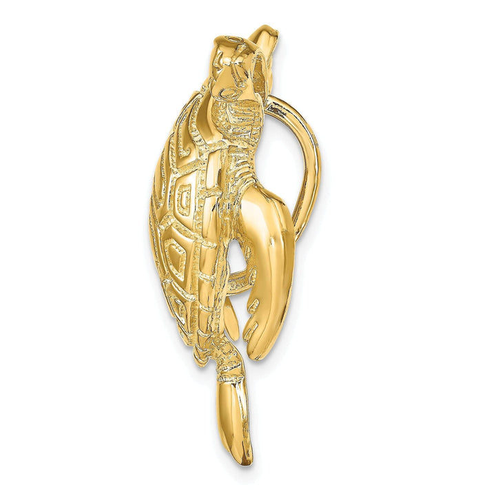 Lovely Rita's Pendants & Charms 14k Yellow Gold Solid Textured and Polished Finish Turtle Slide. Fits up to 8mm Omega or 10mm Fancy Omega.