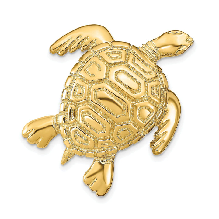 Lovely Rita's Pendants & Charms 14k Yellow Gold Solid Textured and Polished Finish Turtle Slide. Fits up to 8mm Omega or 10mm Fancy Omega.