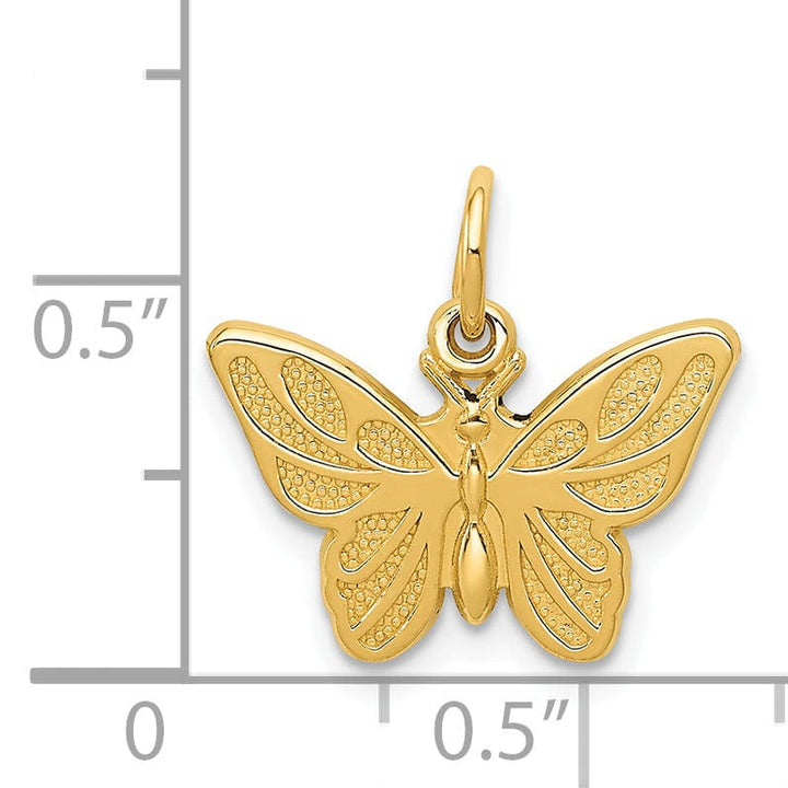 Lovely Rita's Pendants & Charms 14k Yellow Gold Solid Textured Back Polished Finish Butterfly Charm