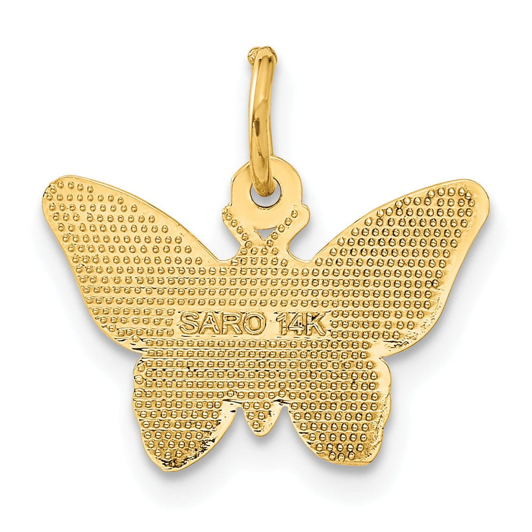 Lovely Rita's Pendants & Charms 14k Yellow Gold Solid Textured Back Polished Finish Butterfly Charm